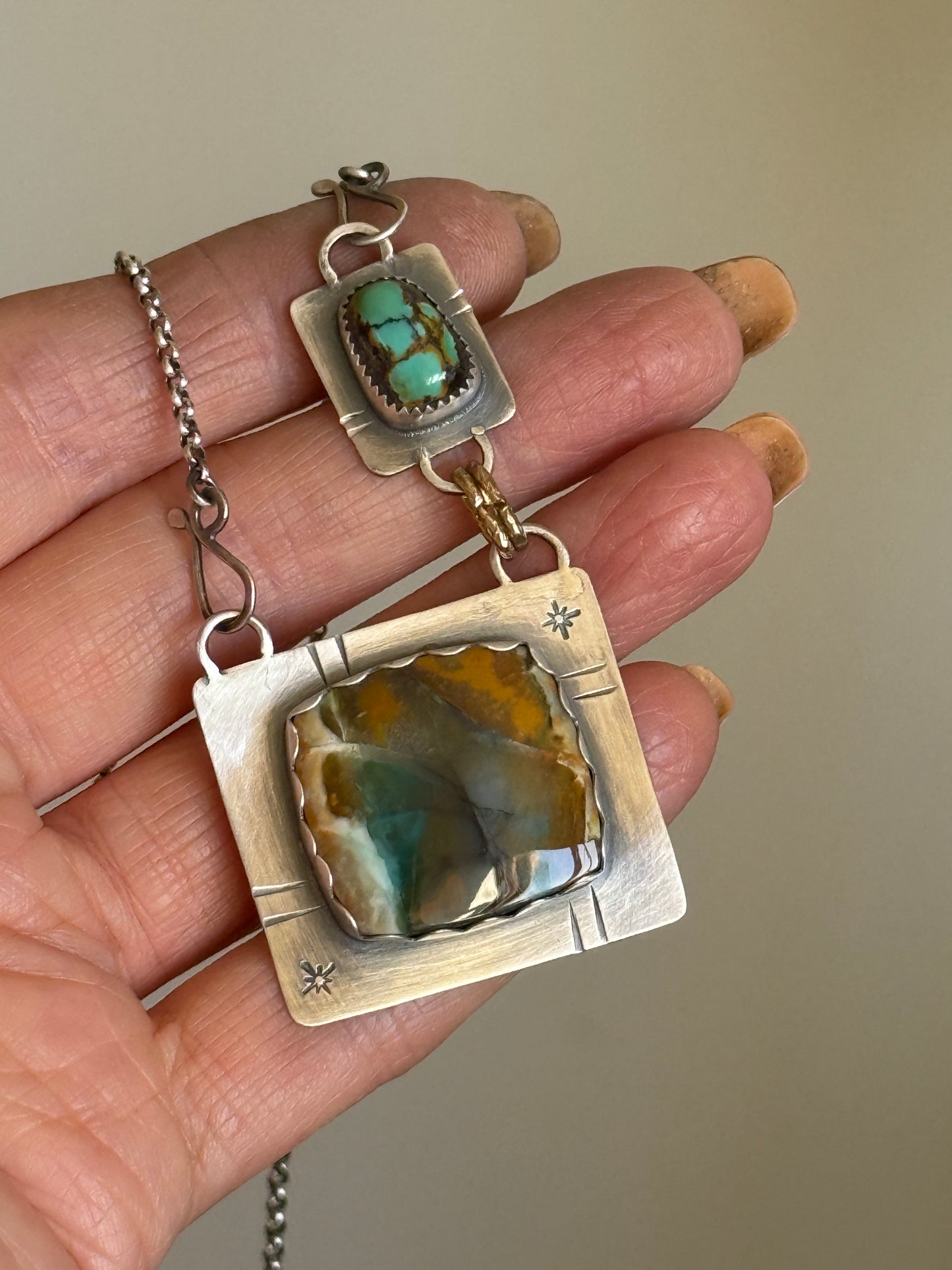 Turquoise and Agate Pendant
