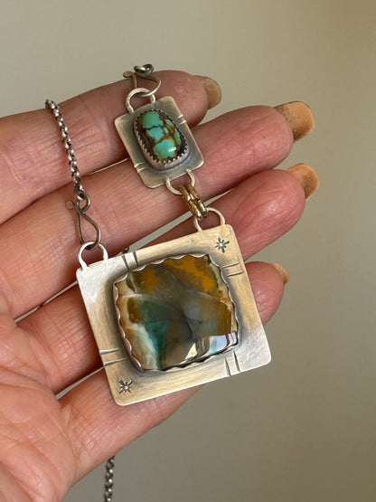 Turquoise and Agate Pendant