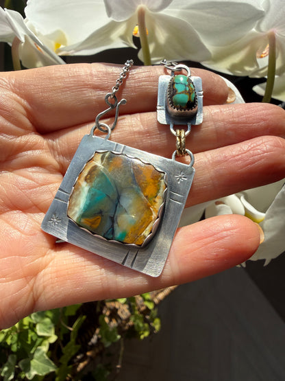 Turquoise and Agate Pendant