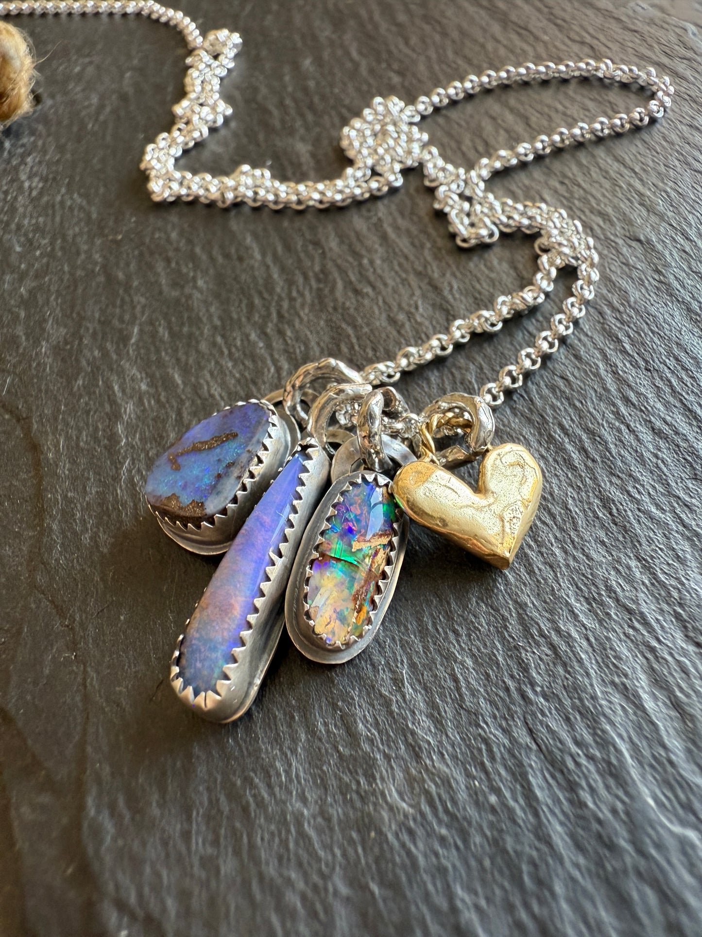 Dainty Multi Charm Opal Necklace