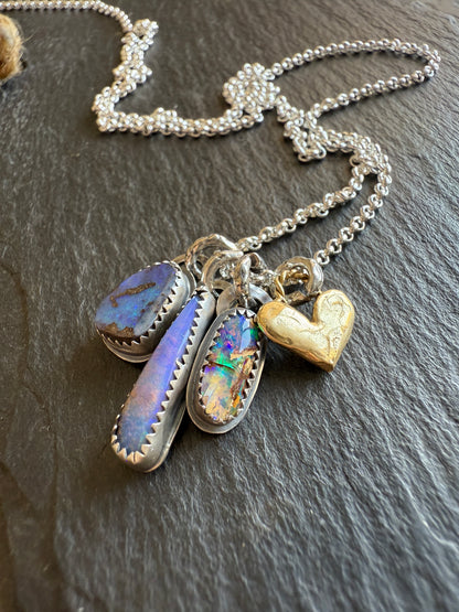 Dainty Multi Charm Opal Necklace