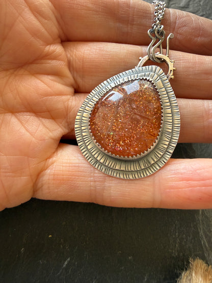 Rainbow Confetti Sunstone Pendant