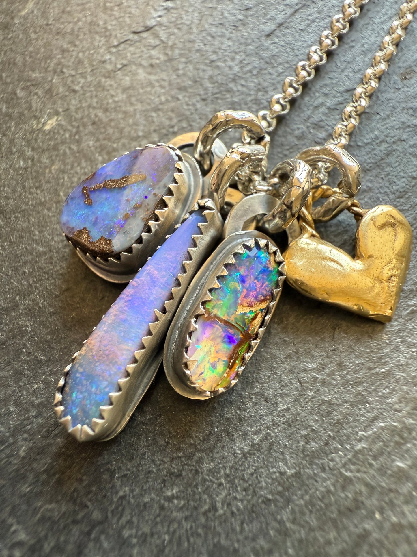 Dainty Multi Charm Opal Necklace