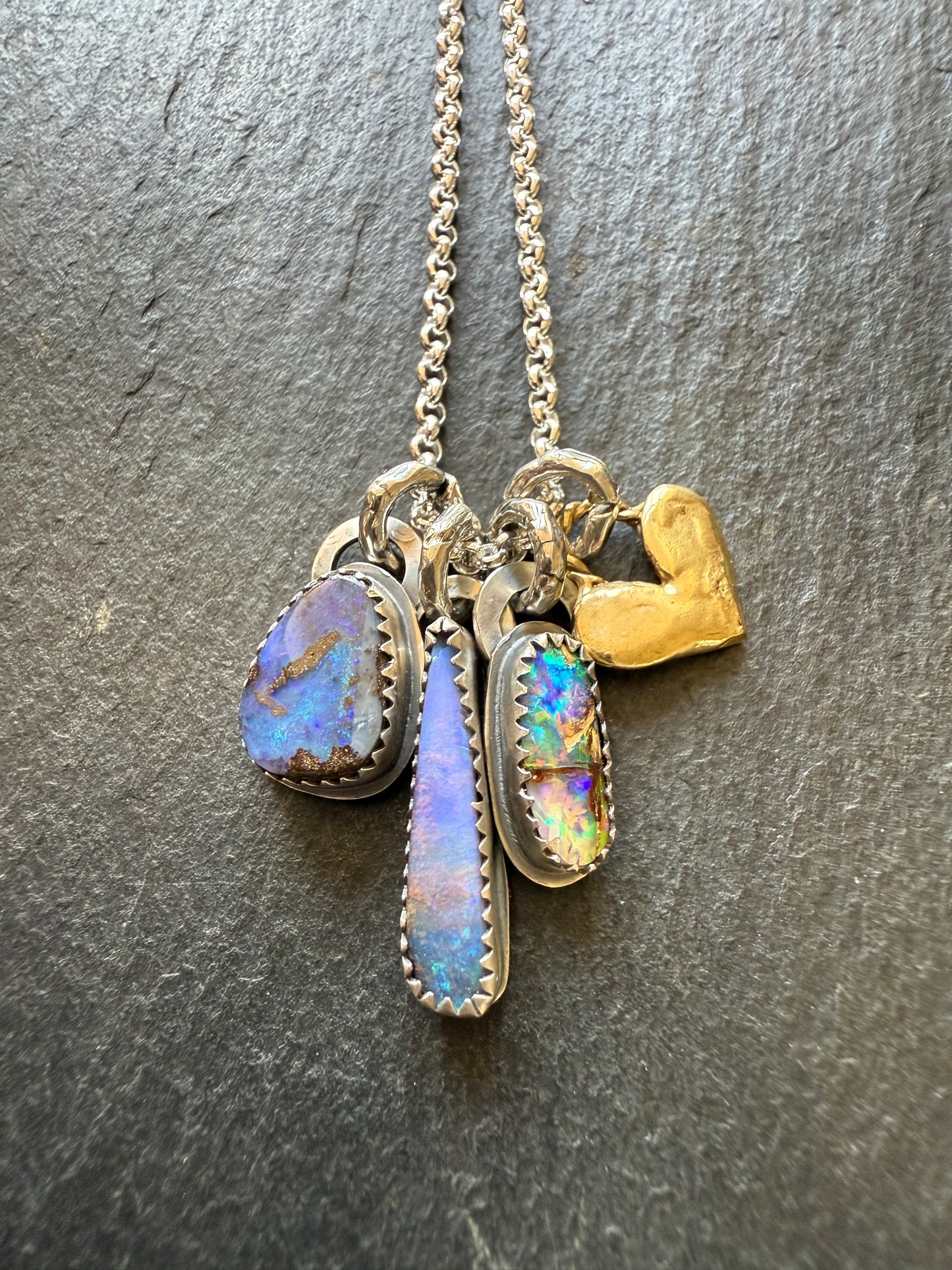 Dainty Multi Charm Opal Necklace