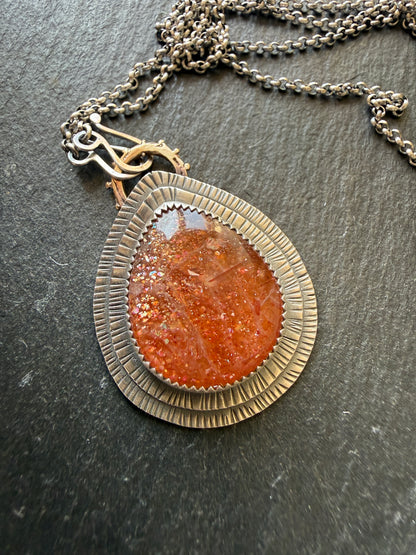 Rainbow Confetti Sunstone Pendant