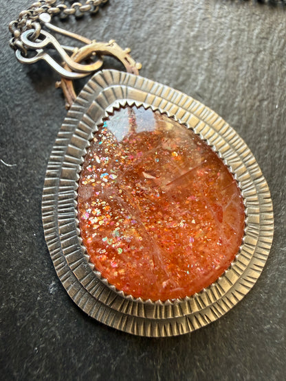 Rainbow Confetti Sunstone Pendant