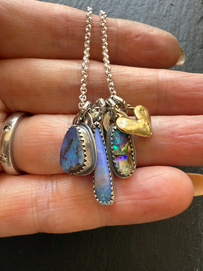 Dainty Multi Charm Opal Necklace