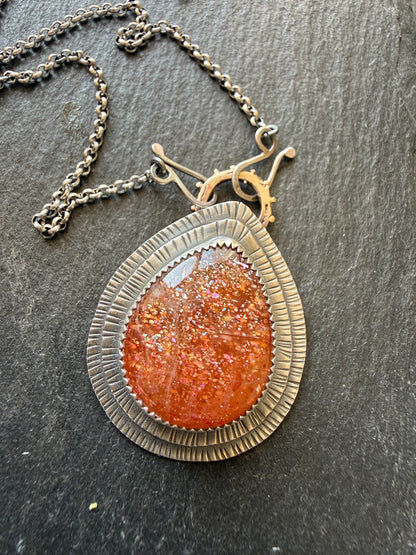 Rainbow Confetti Sunstone Pendant