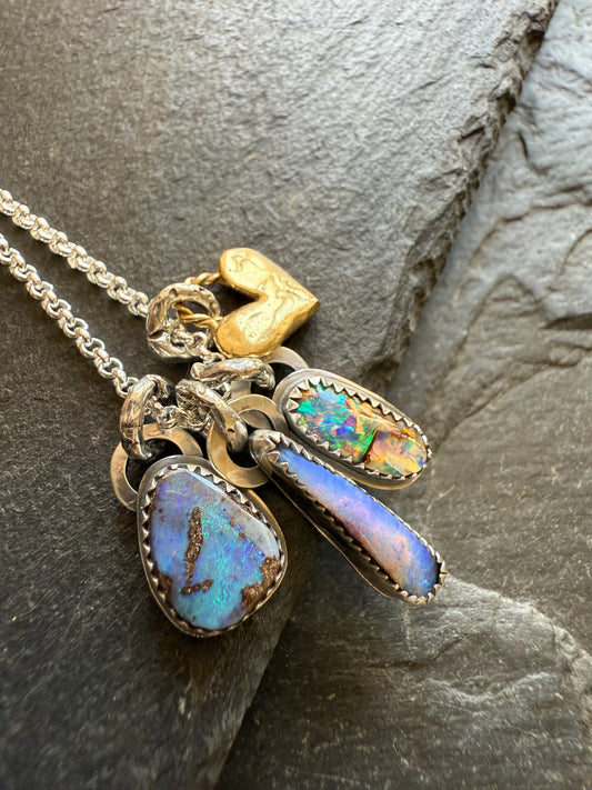 Dainty Multi Charm Opal Necklace