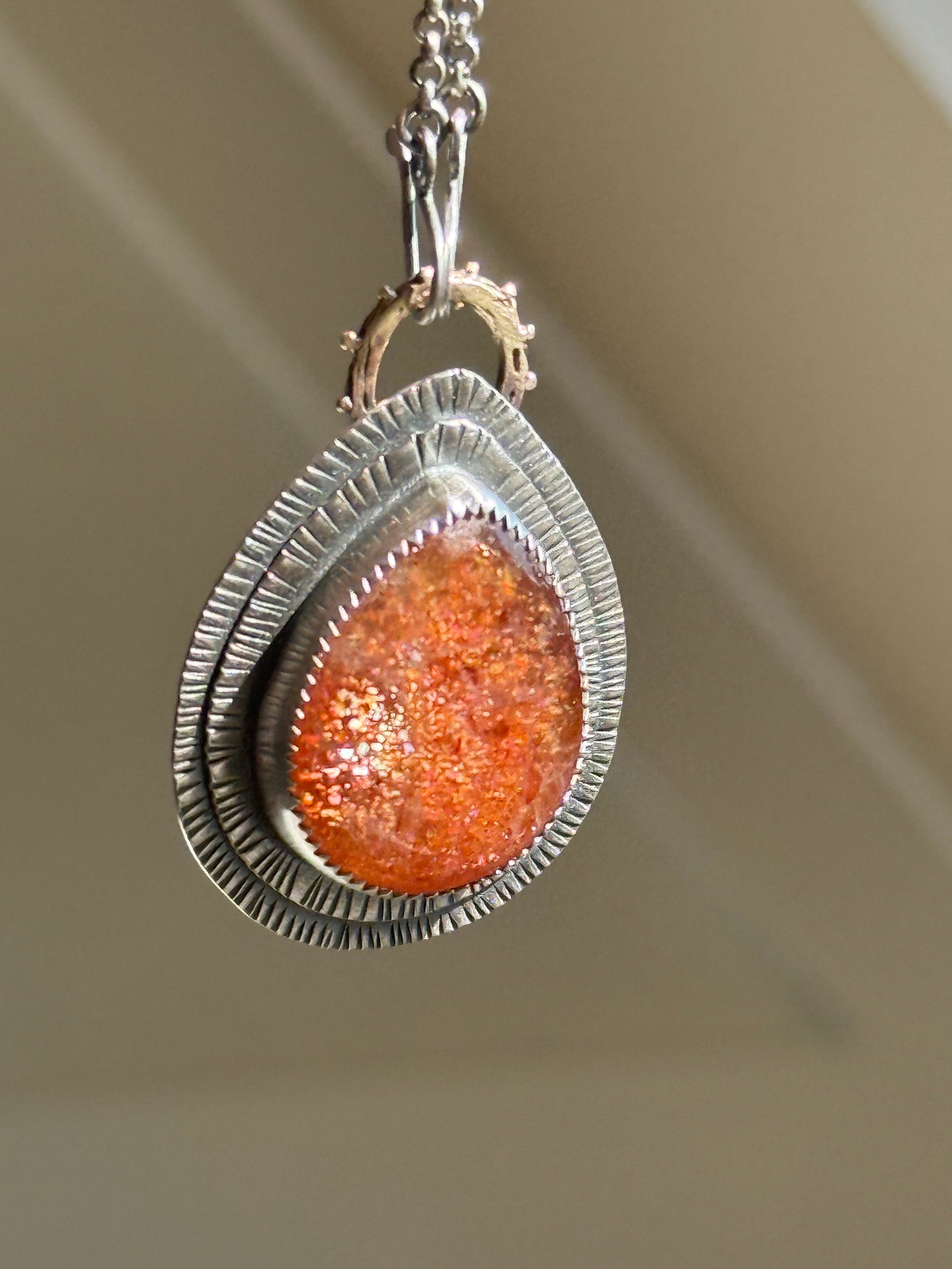 Rainbow Confetti Sunstone Pendant