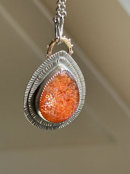 Rainbow Confetti Sunstone Pendant