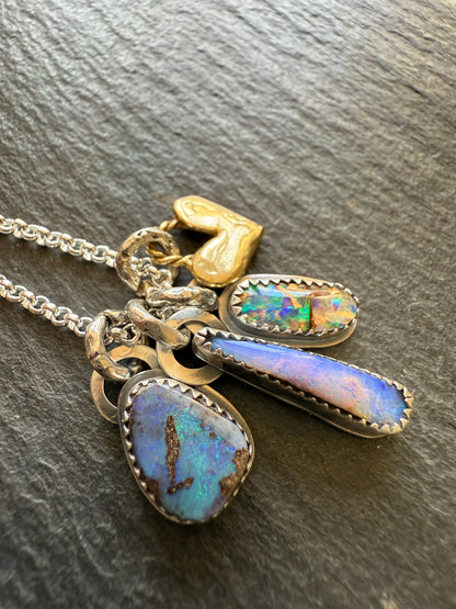 Dainty Multi Charm Opal Necklace