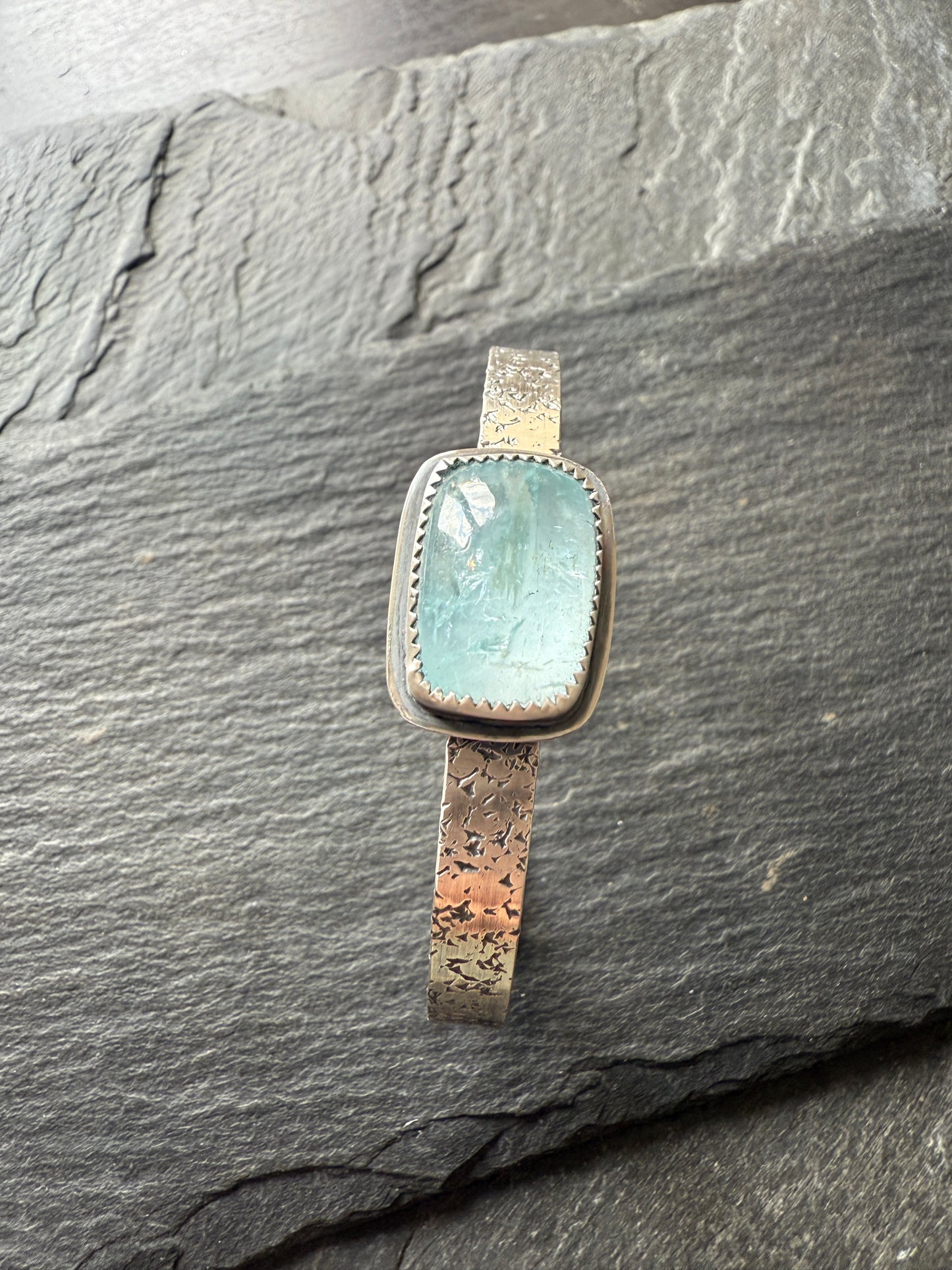 Aquamarine cuff bangle