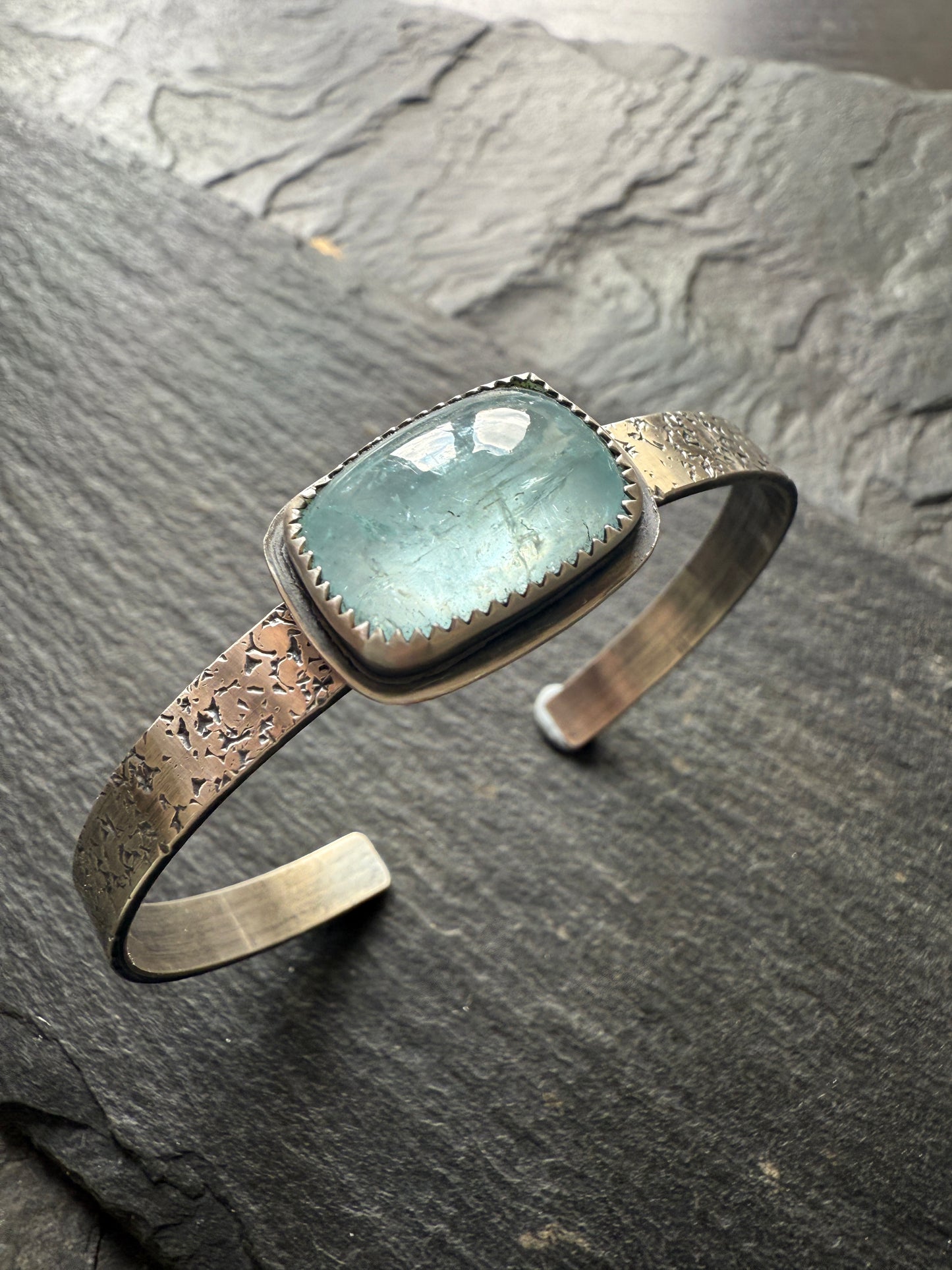 Aquamarine cuff bangle