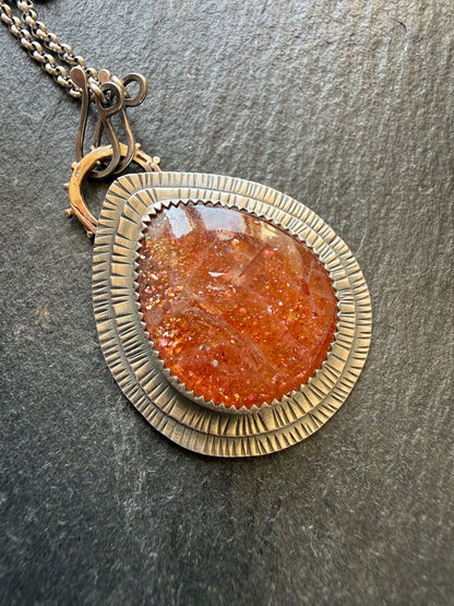 Rainbow Confetti Sunstone Pendant