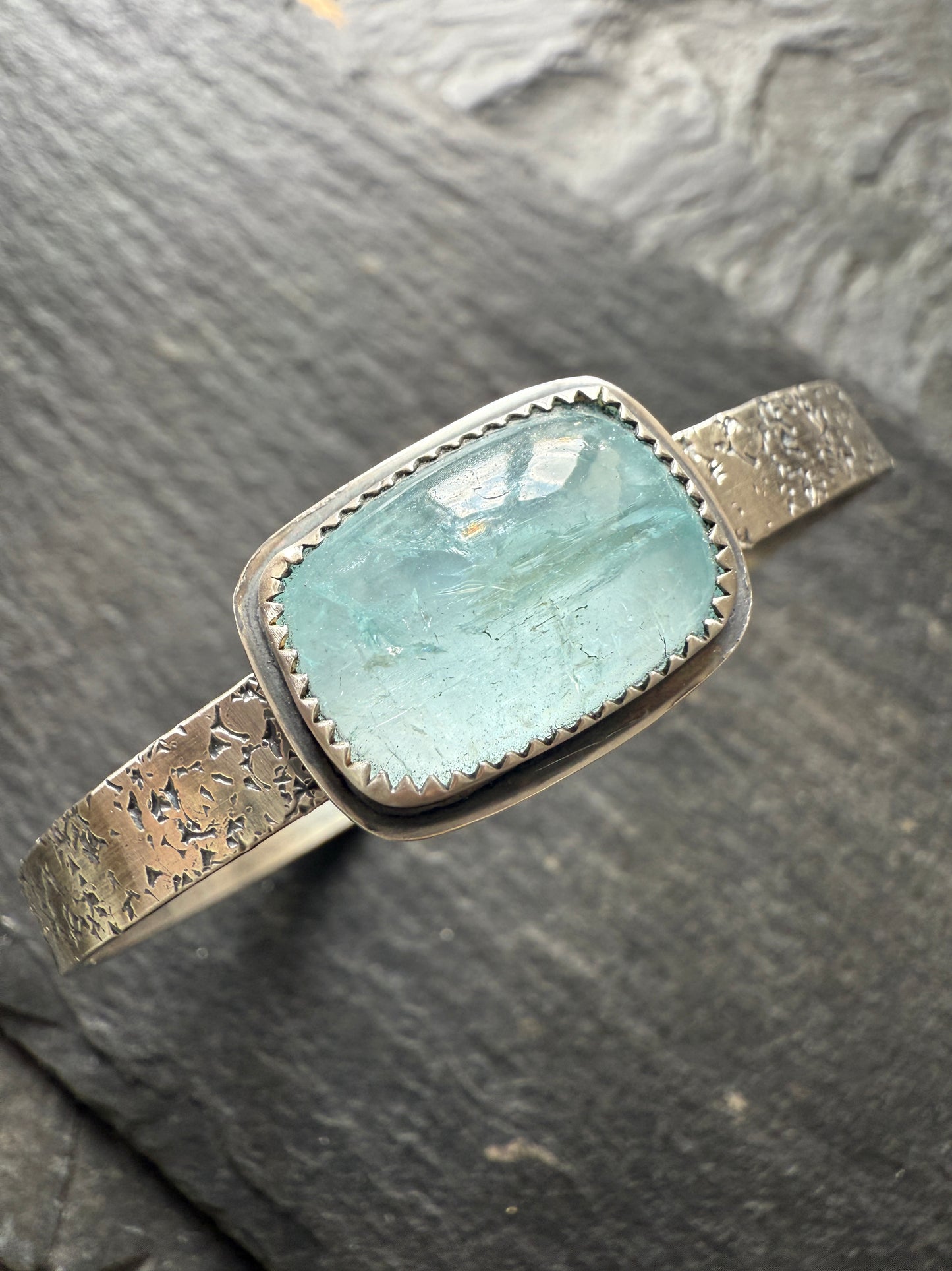 Aquamarine cuff bangle