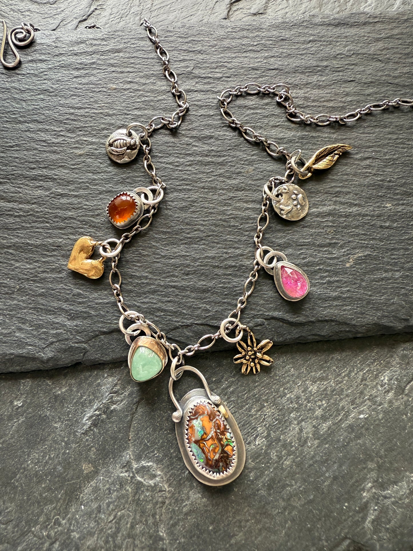 Gemstone Multi Charm Necklace