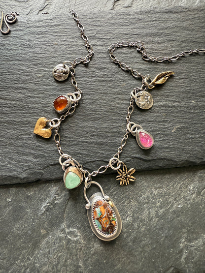 Gemstone Multi Charm Necklace