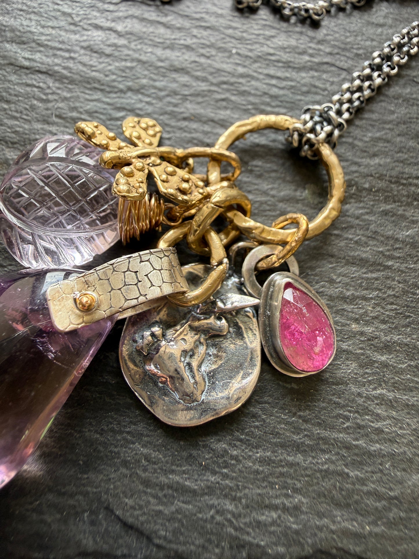 Amethyst & Ametrine Charm Necklace