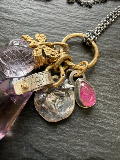 Amethyst & Ametrine Charm Necklace