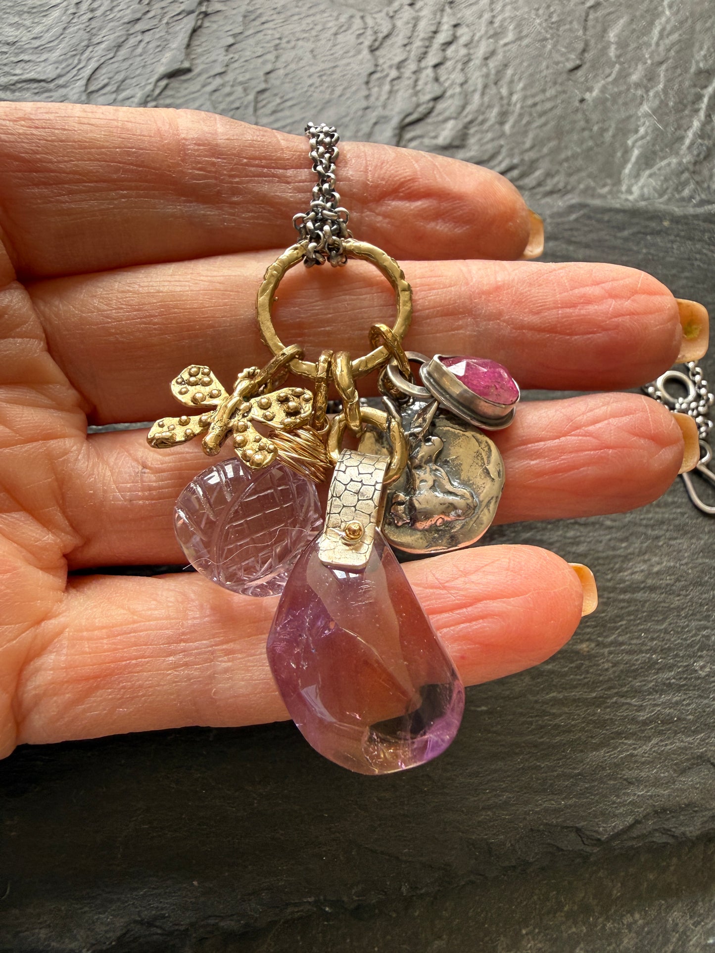 Amethyst & Ametrine Charm Necklace