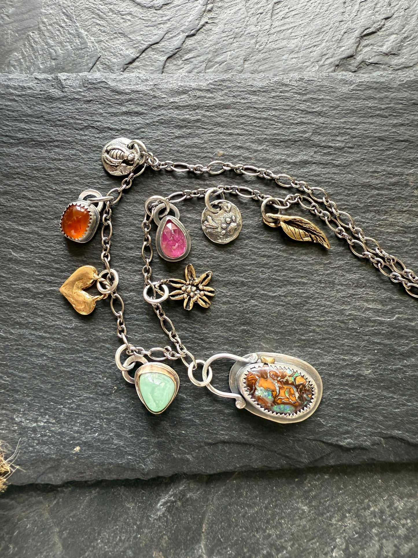 Gemstone Multi Charm Necklace