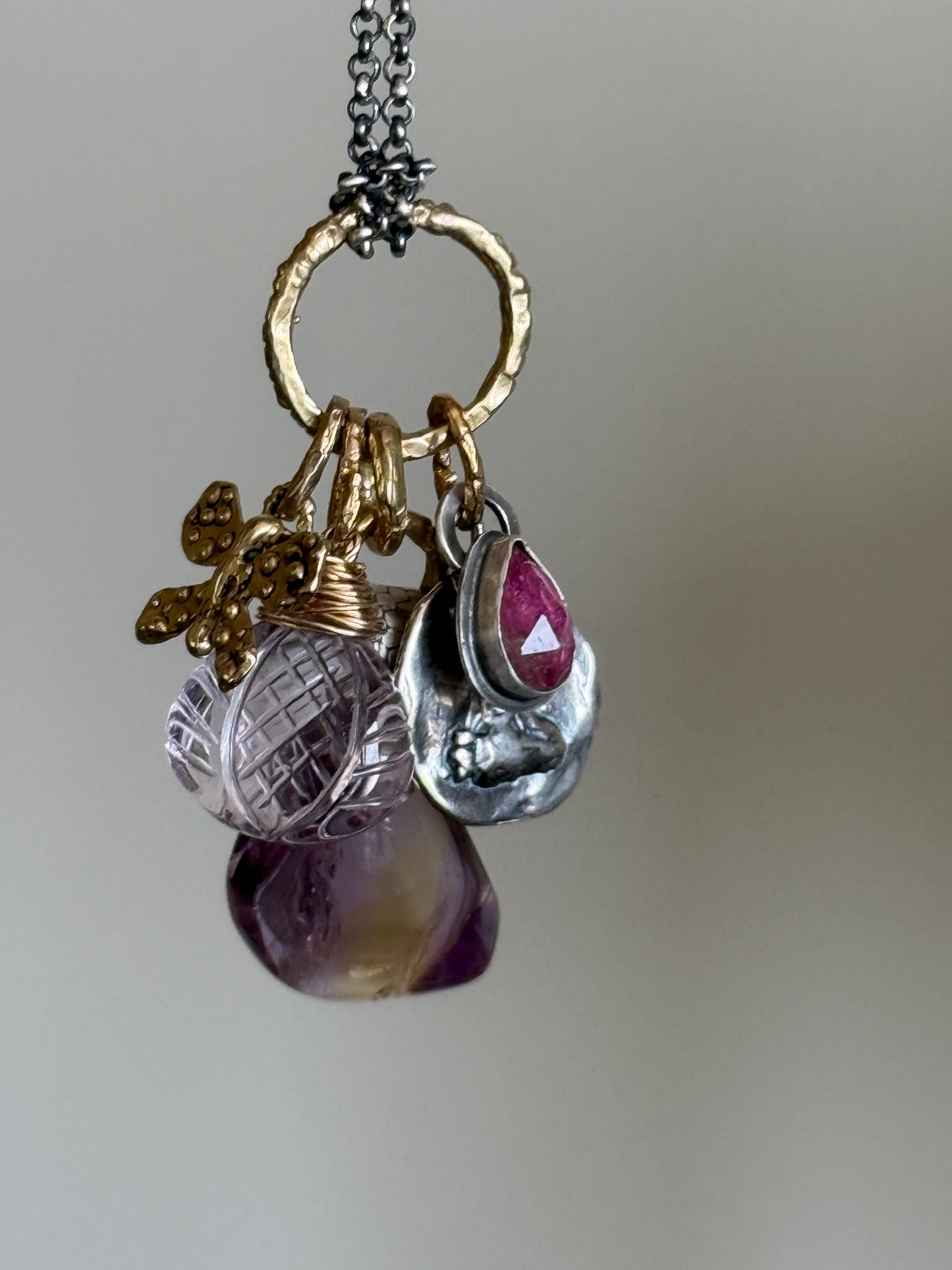 Amethyst & Ametrine Charm Necklace