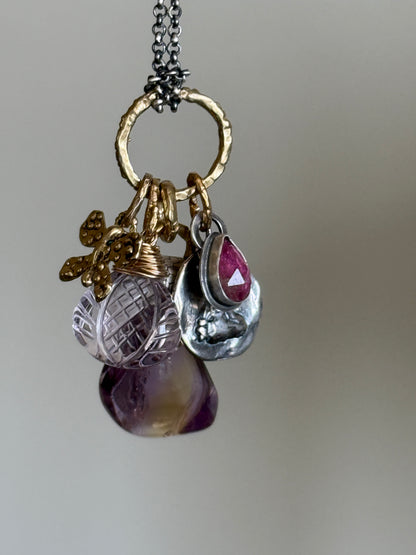 Amethyst & Ametrine Charm Necklace