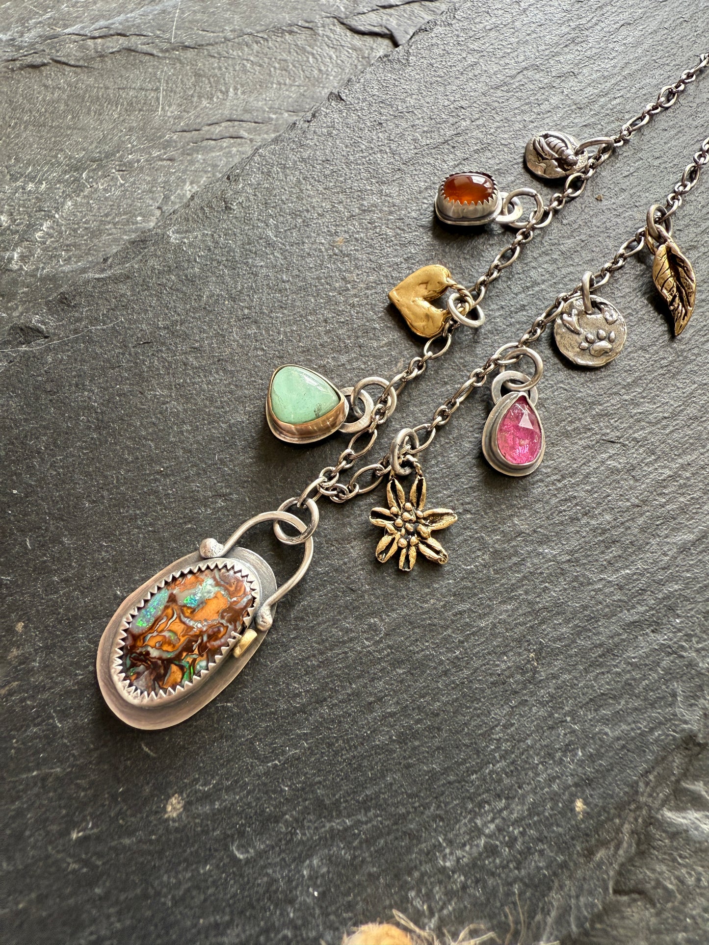 Gemstone Multi Charm Necklace