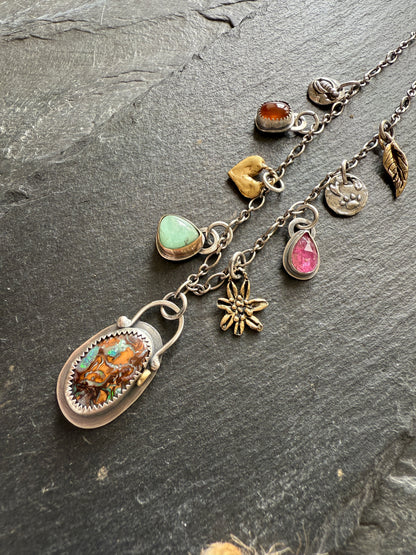 Gemstone Multi Charm Necklace