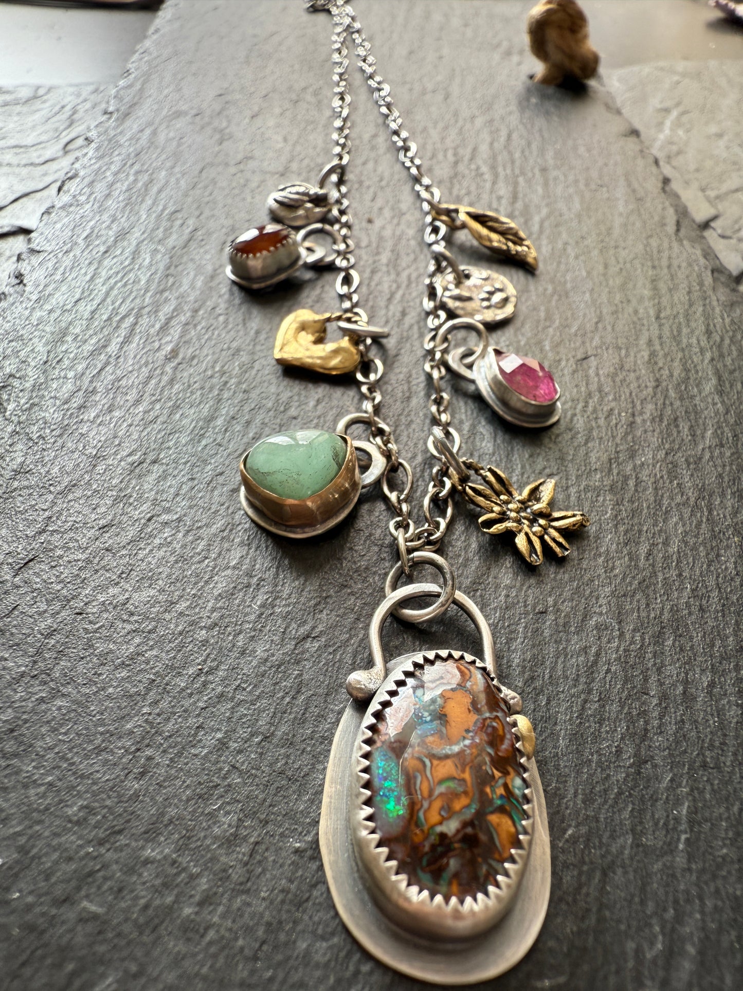 Gemstone Multi Charm Necklace
