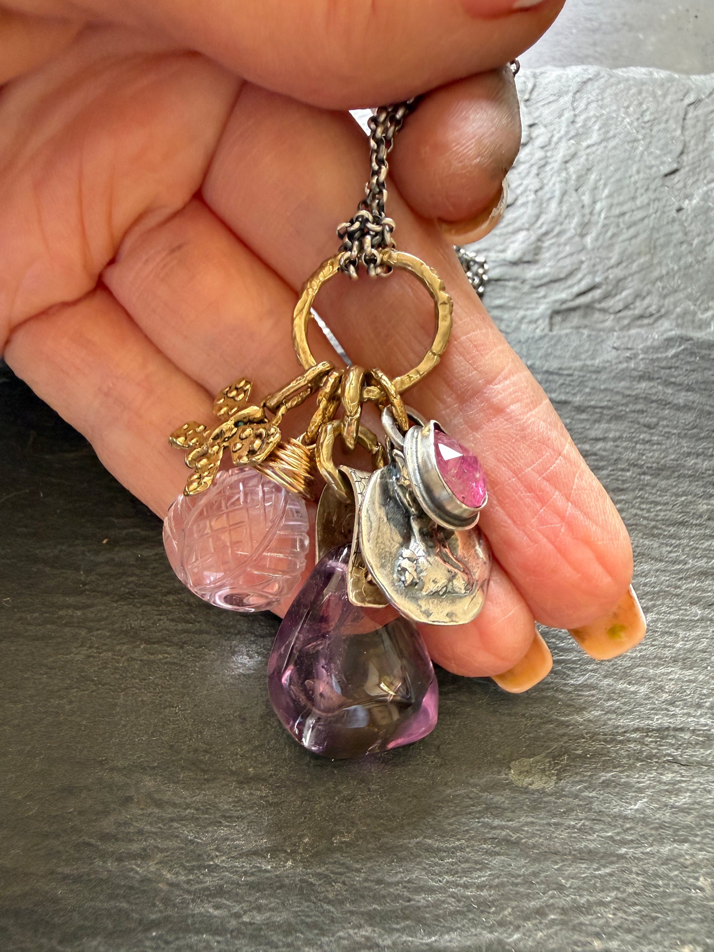 Amethyst & Ametrine Charm Necklace