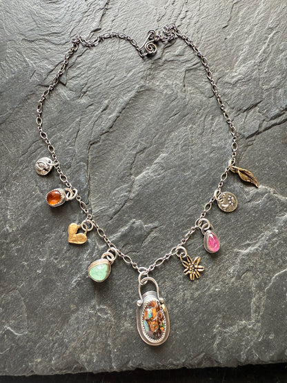 Gemstone Multi Charm Necklace