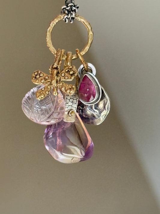 Amethyst & Ametrine Charm Necklace