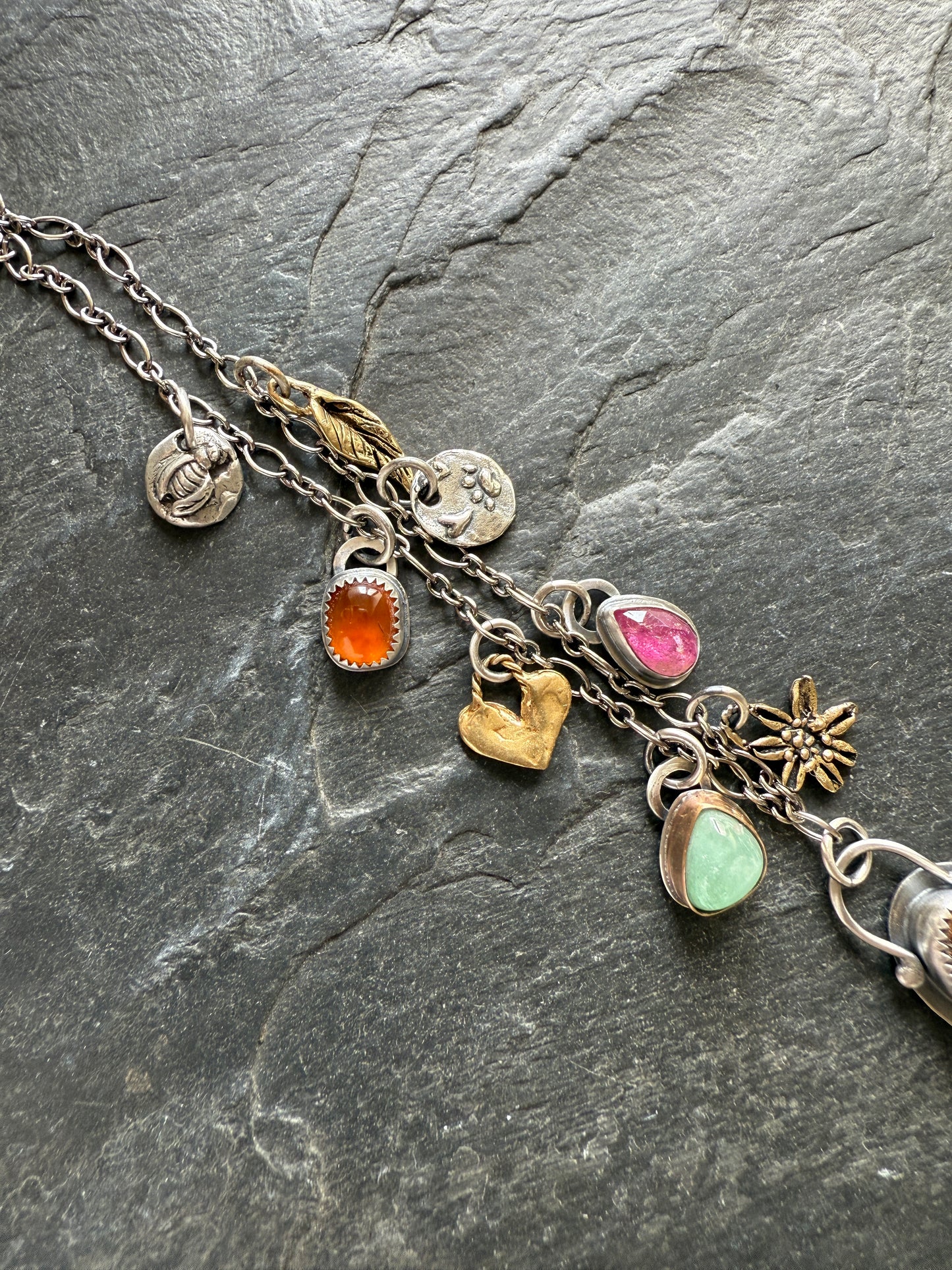 Gemstone Multi Charm Necklace