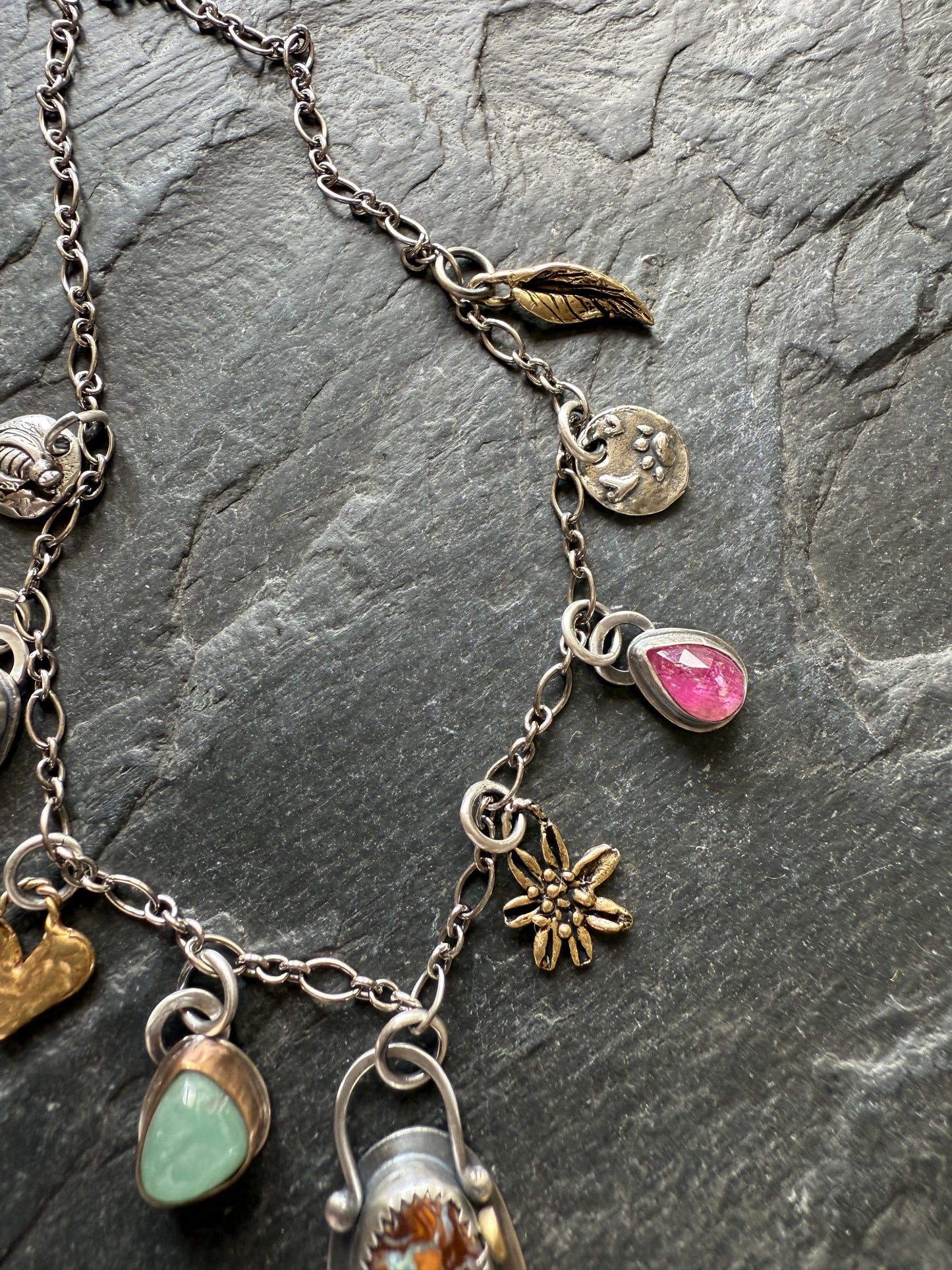 Gemstone Multi Charm Necklace