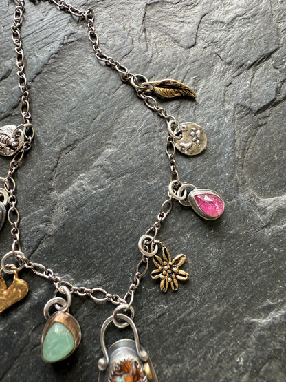 Gemstone Multi Charm Necklace