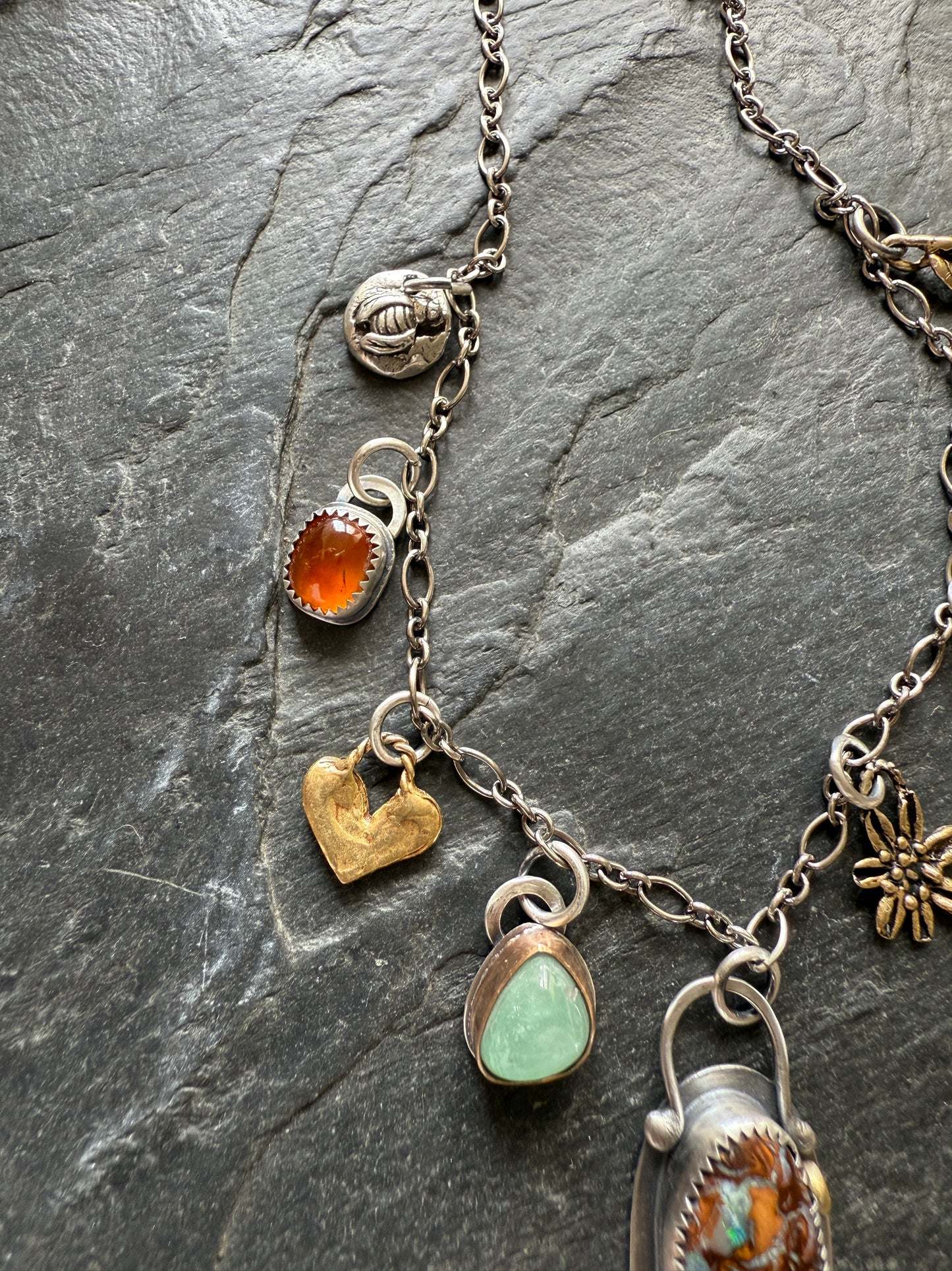 Gemstone Multi Charm Necklace