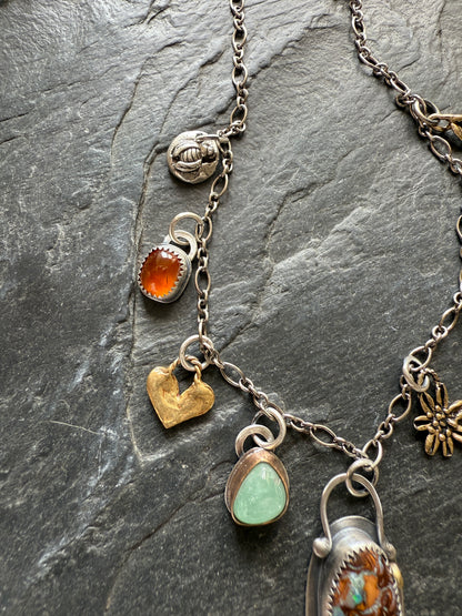 Gemstone Multi Charm Necklace