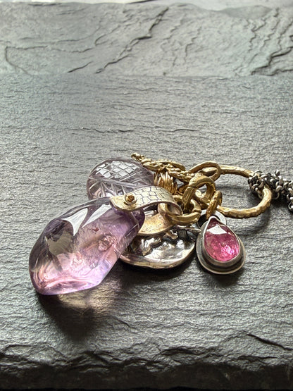 Amethyst & Ametrine Charm Necklace