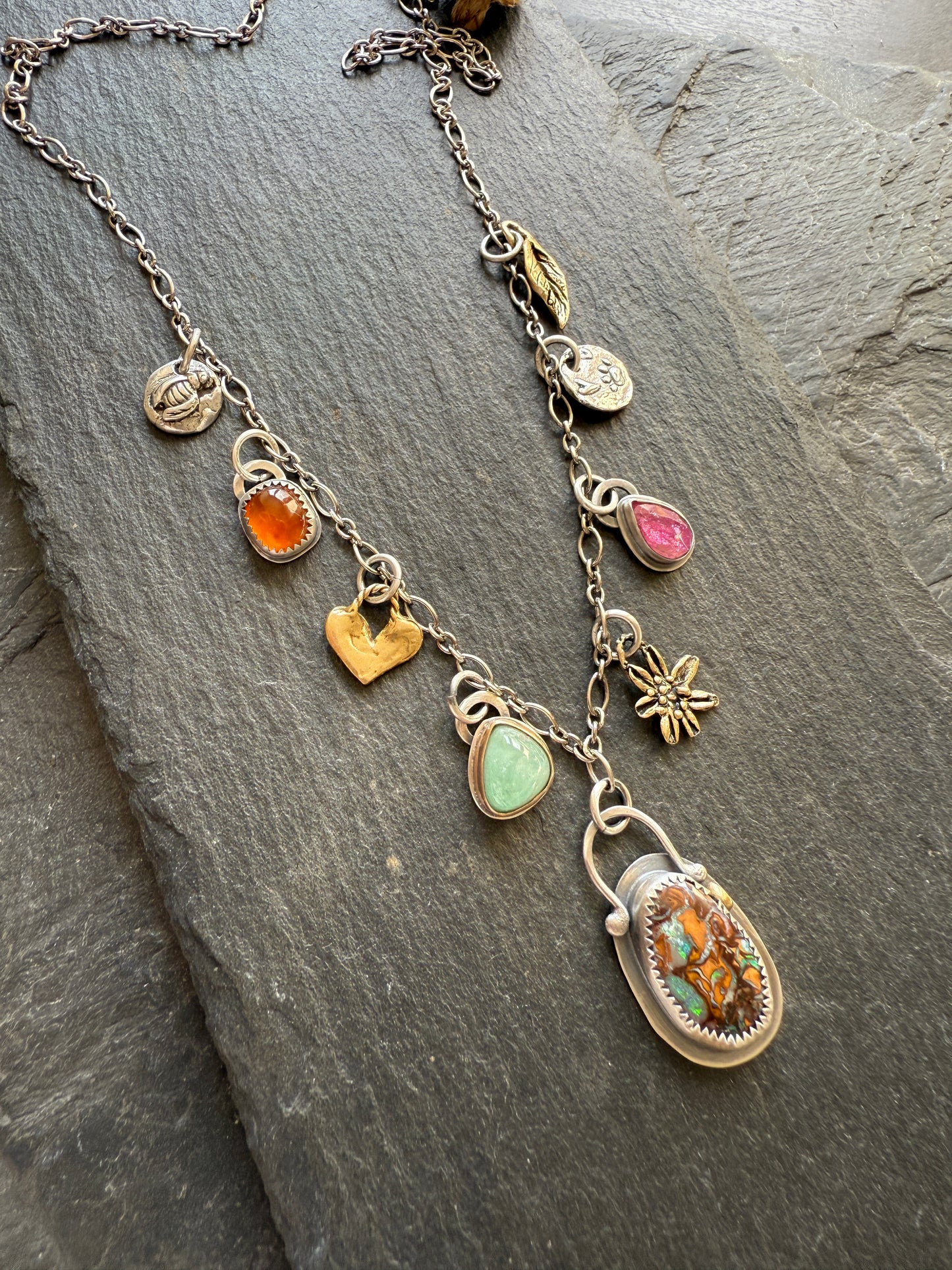 Gemstone Multi Charm Necklace