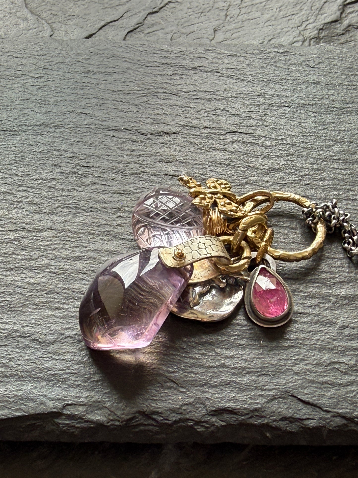 Amethyst & Ametrine Charm Necklace