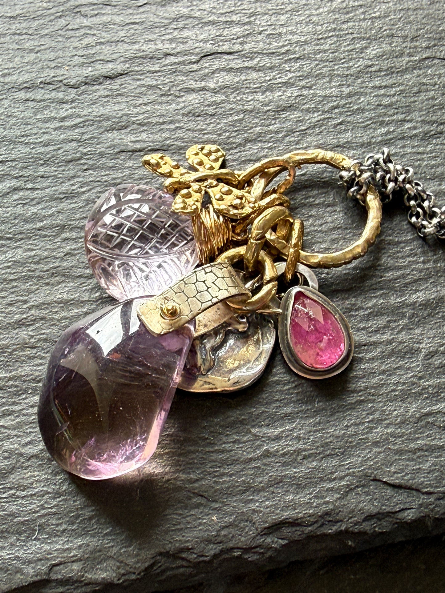 Amethyst & Ametrine Charm Necklace
