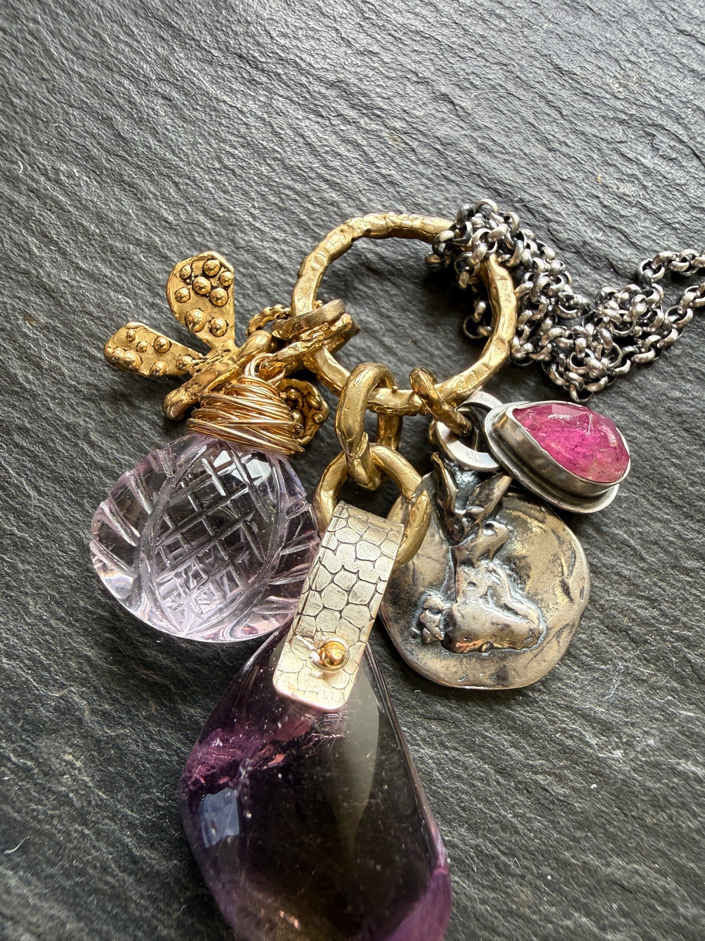 Amethyst & Ametrine Charm Necklace