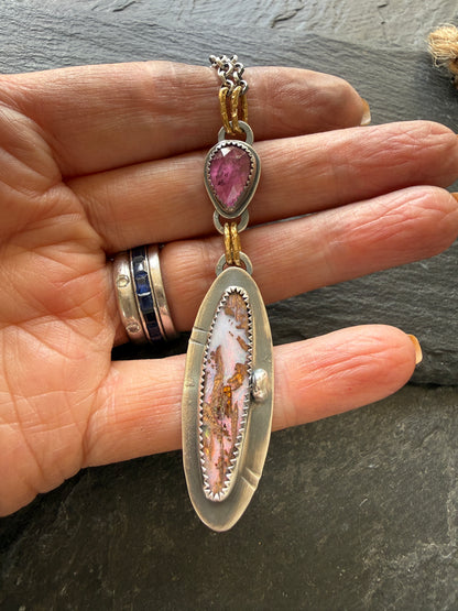 Pink Boulder Opal with Tourmaline