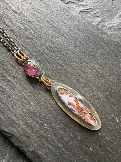 Pink Boulder Opal with Tourmaline