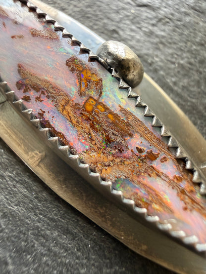 Pink Boulder Opal with Tourmaline