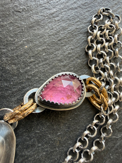 Pink Boulder Opal with Tourmaline