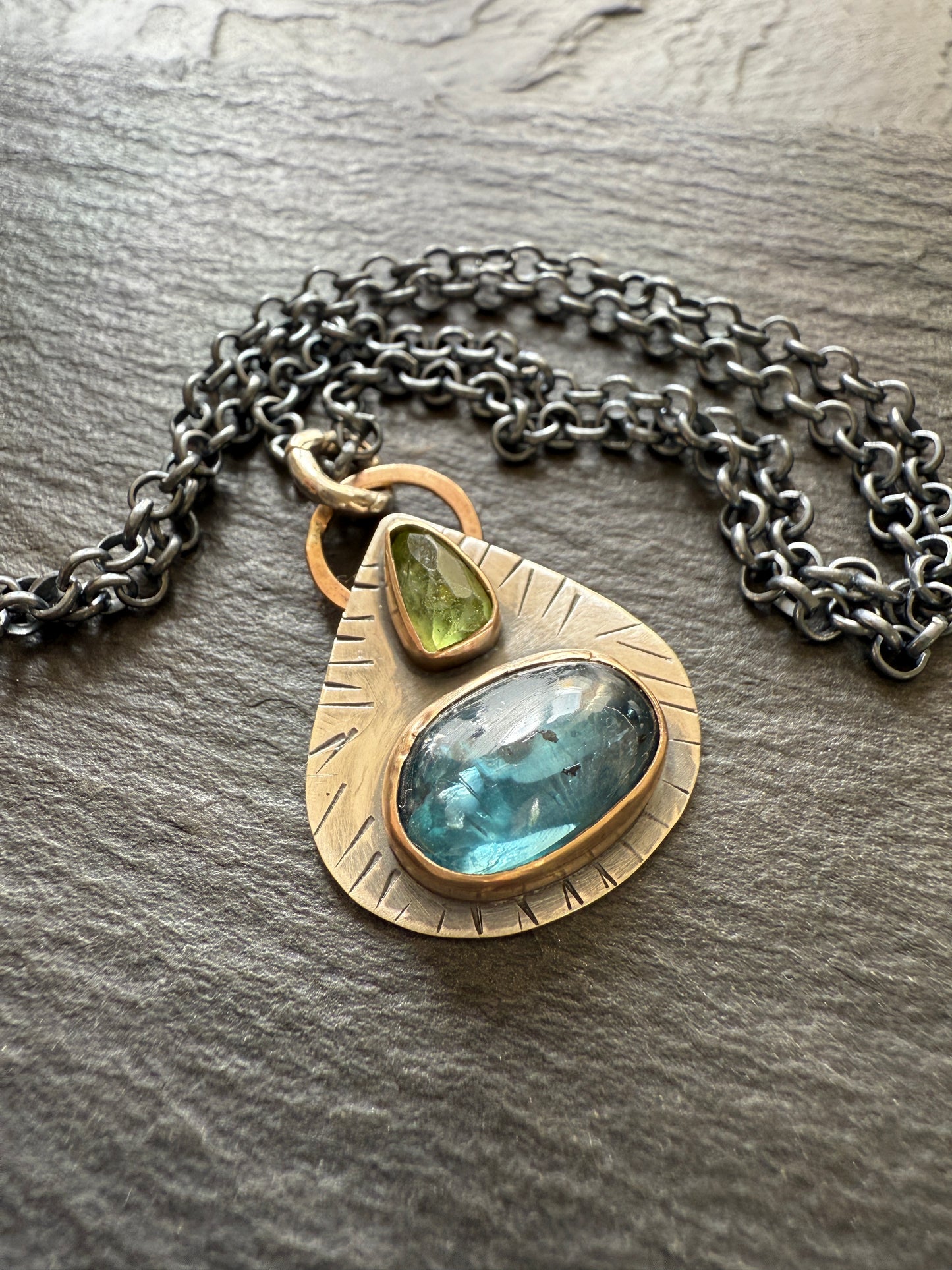 LISTING FOR MIA - payment 1 / 3 - Kyanite & Peridot Pendant