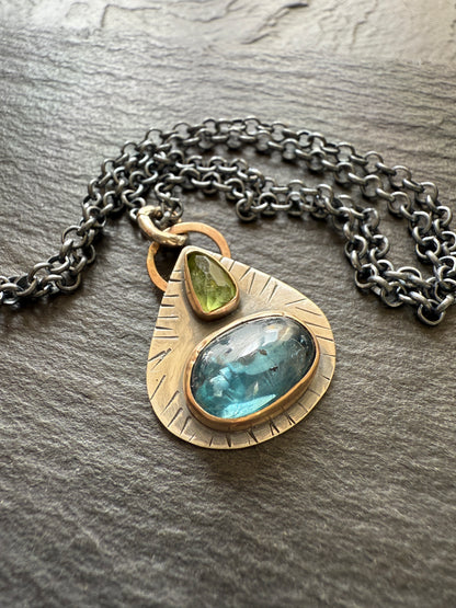 LISTING FOR MIA - payment 1 / 3 - Kyanite & Peridot Pendant